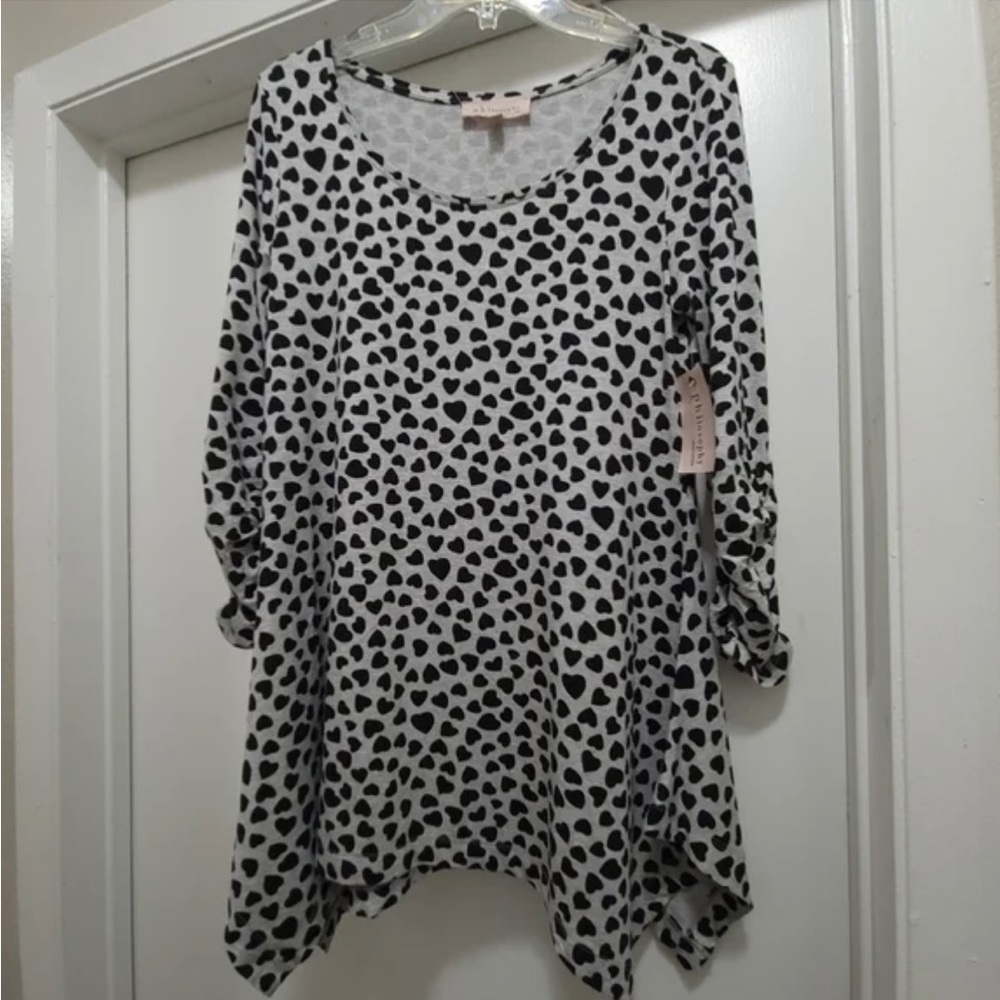 Philosophy Valentines Hearts Long Line Long Sleeve Tunic Top Size Large …